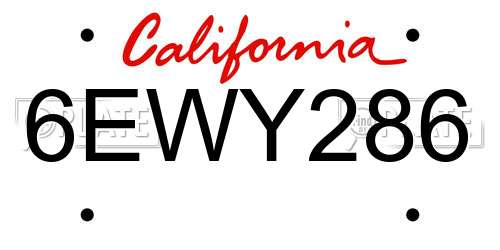 6EWY286 California License Plate