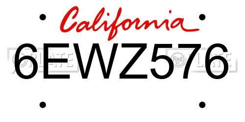 6EWZ576 California License Plate