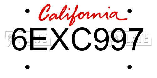 6EXC997 California License Plate