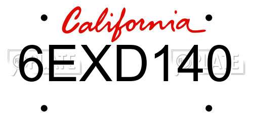 6EXD140 California License Plate