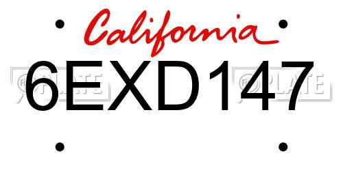 6EXD147 California License Plate