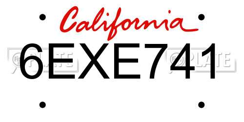 6EXE741 California License Plate