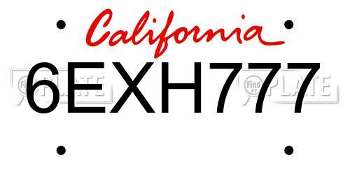 6EXH777 California License Plate