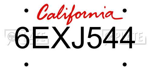 6EXJ544 California License Plate