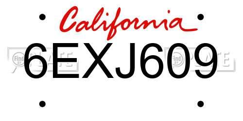 6EXJ609 California License Plate