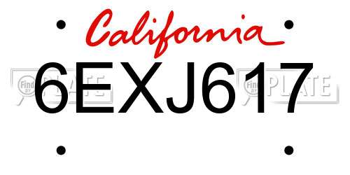 6EXJ617 California License Plate