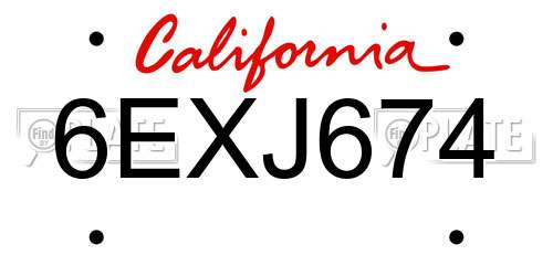 6EXJ674 California License Plate