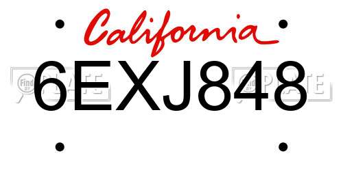 6EXJ848 California License Plate