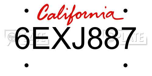 6EXJ887 California License Plate
