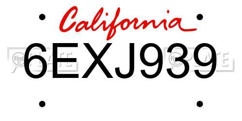 6EXJ939 California License Plate