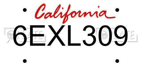 6EXL309 California License Plate