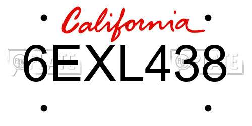 6EXL438 California License Plate