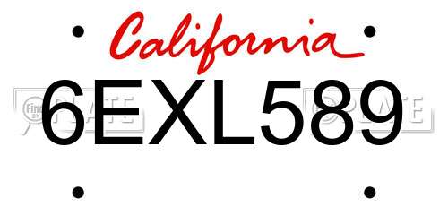 6EXL589 California License Plate