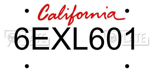 6EXL601 California License Plate