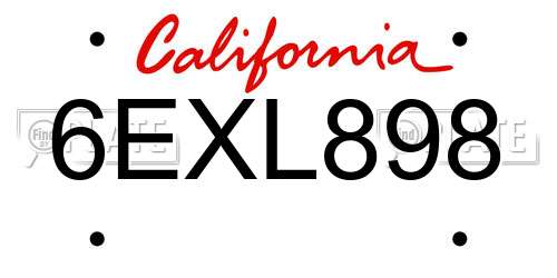 6EXL898 California License Plate
