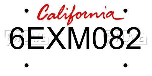 6EXM082 California License Plate