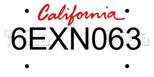 6EXN063 California License Plate