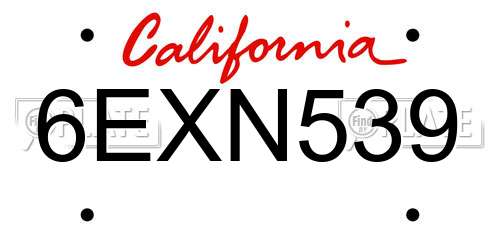 6EXN539 California License Plate