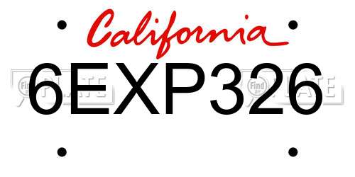 6EXP326 California License Plate