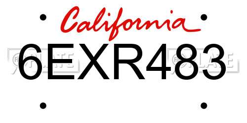 6EXR483 California License Plate