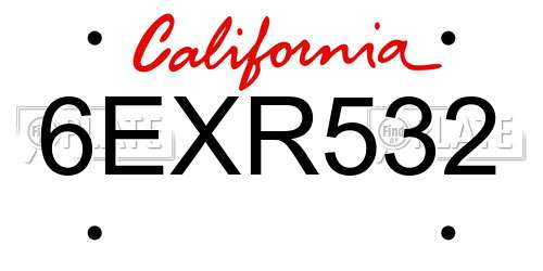 6EXR532 California License Plate