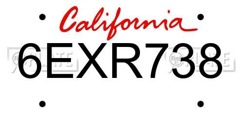 6EXR738 California License Plate