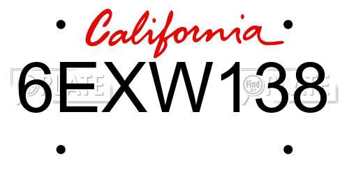 6EXW138 California License Plate
