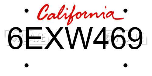 6EXW469 California License Plate