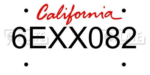 6EXX082 California License Plate