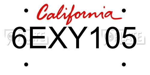 6EXY105 California License Plate