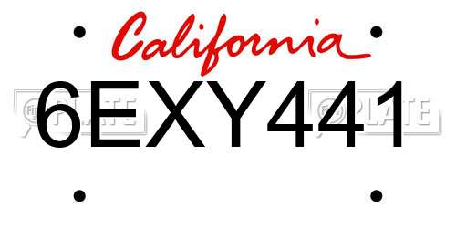 6EXY441 California License Plate