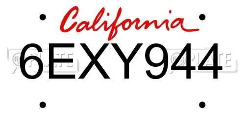 6EXY944 California License Plate