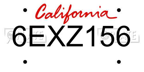 6EXZ156 California License Plate