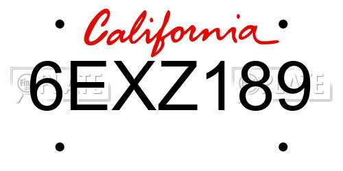 6EXZ189 California License Plate