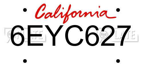 6EYC627 California License Plate