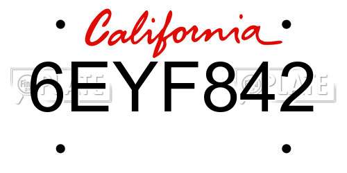 6EYF842 California License Plate