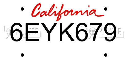 6EYK679 California License Plate