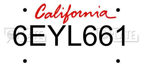 6EYL661 California License Plate