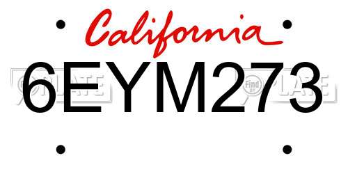 6EYM273 California License Plate