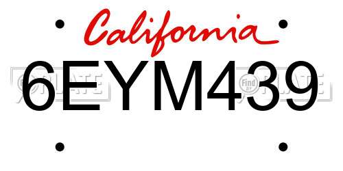 6EYM439 California License Plate