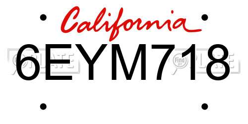 6EYM718 California License Plate
