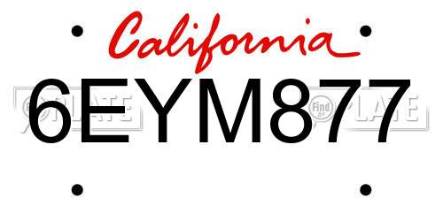 6EYM877 California License Plate