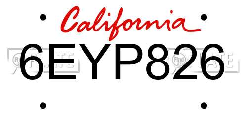 6EYP826 California License Plate