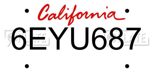 6EYU687 California License Plate
