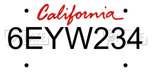 6EYW234 California License Plate