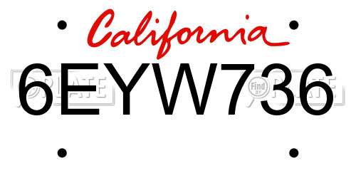 6EYW736 California License Plate