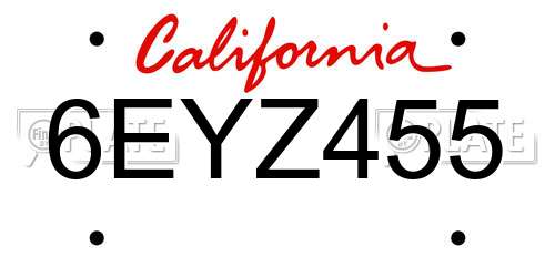6EYZ455 California License Plate