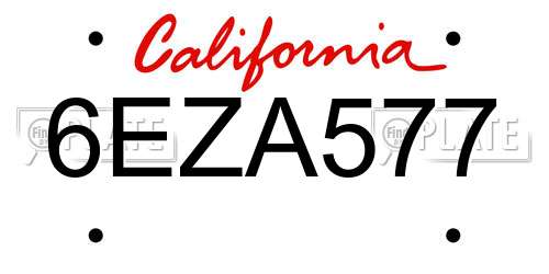6EZA577 California License Plate