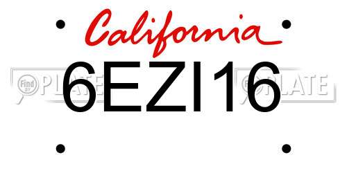 6EZI16 California License Plate