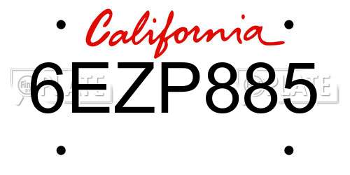 6EZP885 California License Plate